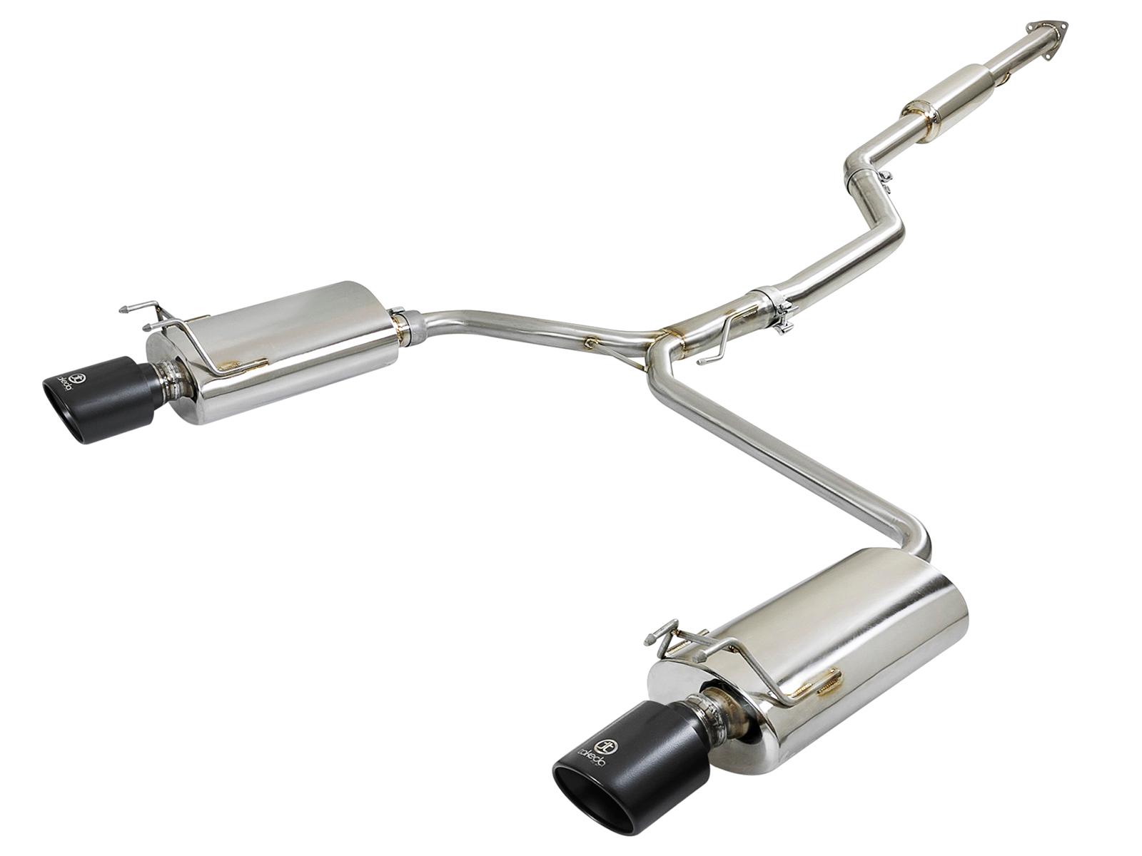 AFE Takeda 2-1/2 IN to 1-3/4 IN 304 Stainless Steel Cat-Back Exhaust w/ Black Tips (2013-2017 Accord) - 49-36605-B