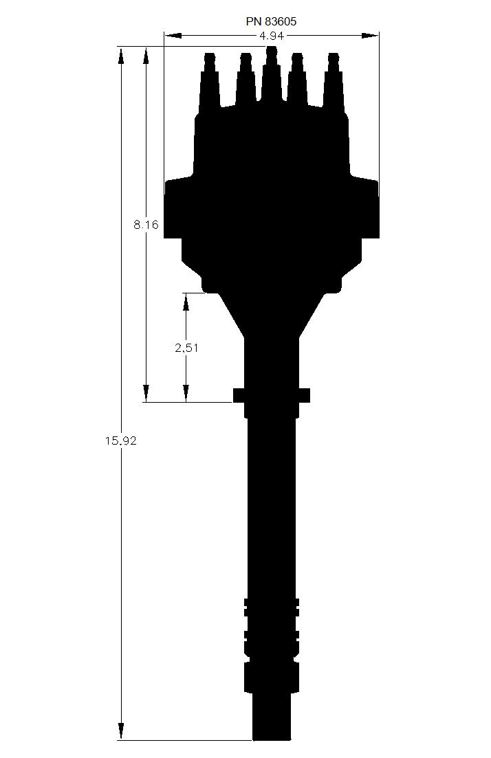 Chevy V8 w/Internal Module Distributor and Black Cap.  - 83605