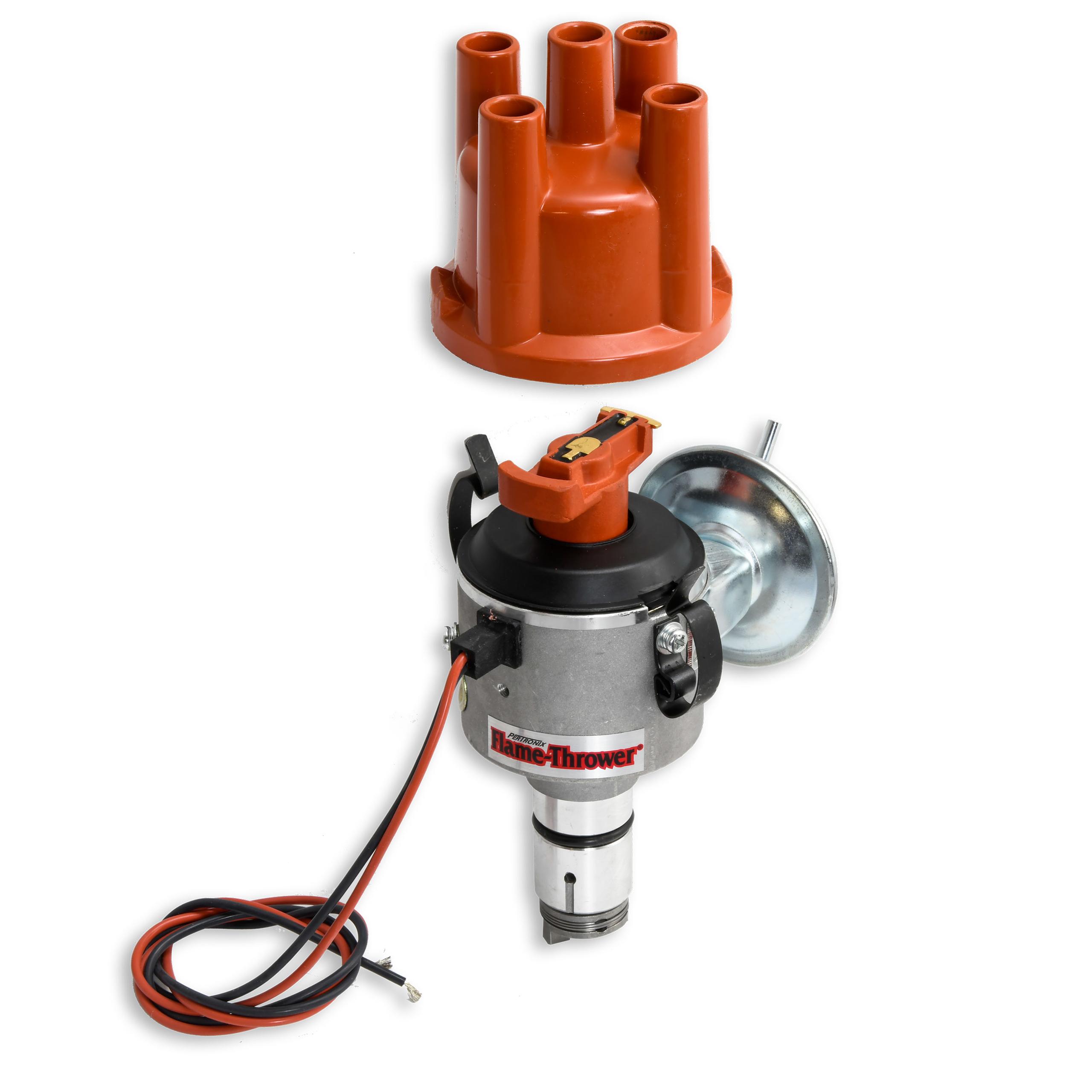 Pertronix Flame-Thrower "Stock Look" Bosch Style Distributor Featuring Original Ignitor Electronics. 12-Volt Negative Ground With Vacuum Advance. - D186504
