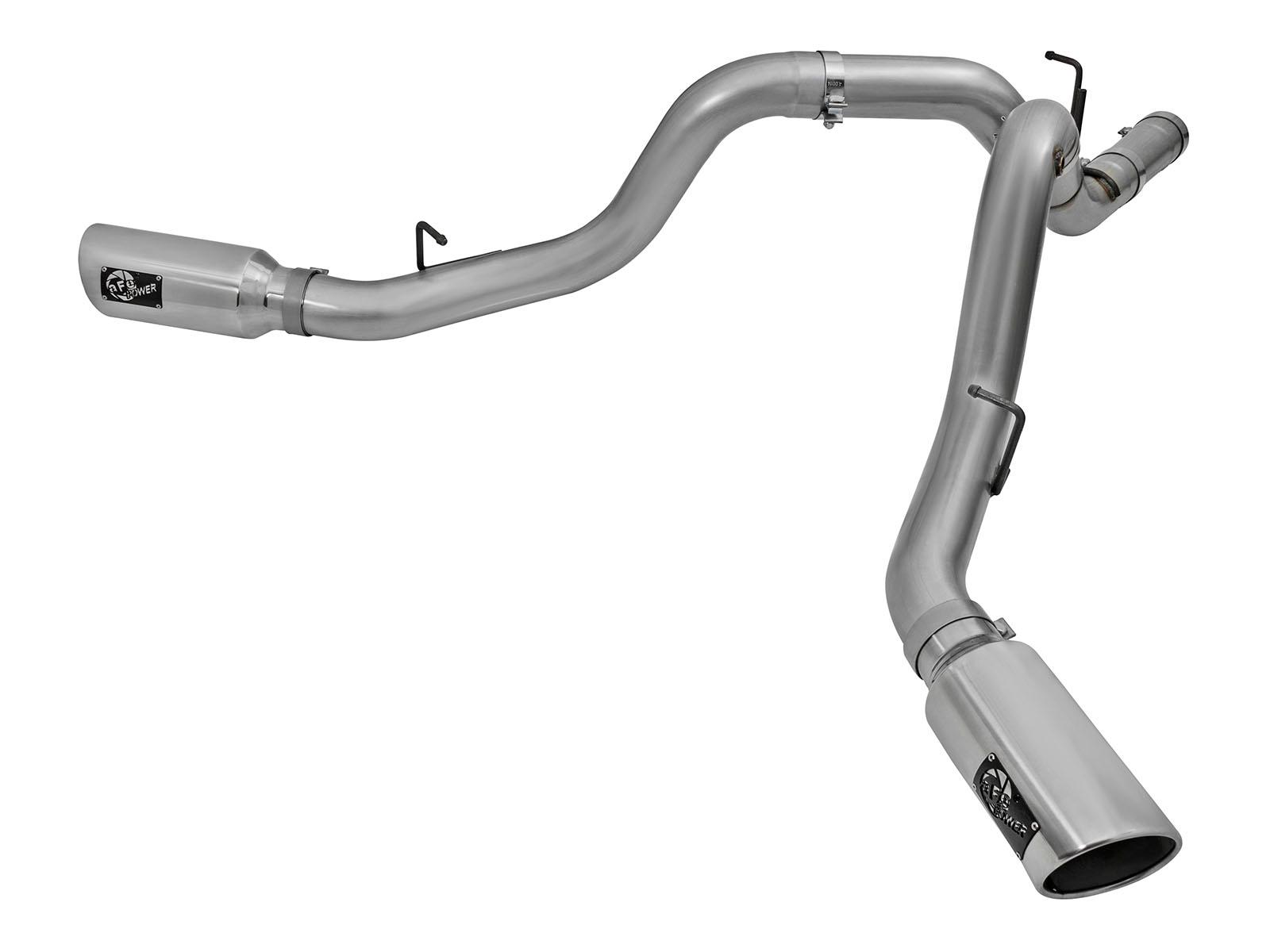 AFE Large Bore-HD 4 IN 409 Stainless Steel DPF-Back Exhaust System w/Polished Tip (2016-2016 Silverado 2500 HD, Silverado 3500 HD, Sierra 2500 HD, Sierra 3500 HD) - 49-44080-P