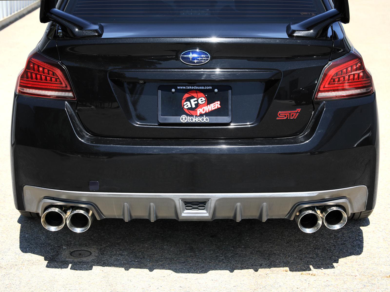 AFE Takeda 3 IN to 2-1/4 IN 304 Stainless Steel Cat-Back Exhaust w/ Polished Tip (2015-2021 WRX , WRX STI) - 49-36810-P