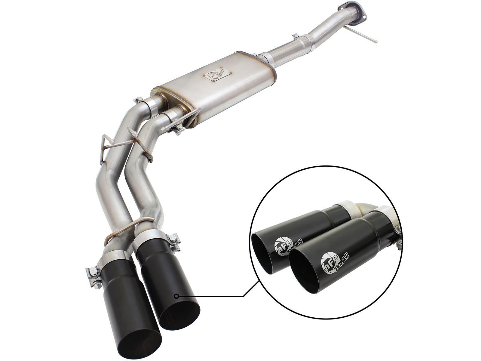 AFE Rebel Series 3 IN to 2-1/2 IN 409 Stainless Steel Cat-Back Exhaust w/Black Tip (2009-2014 F-150) - 49-43080-B