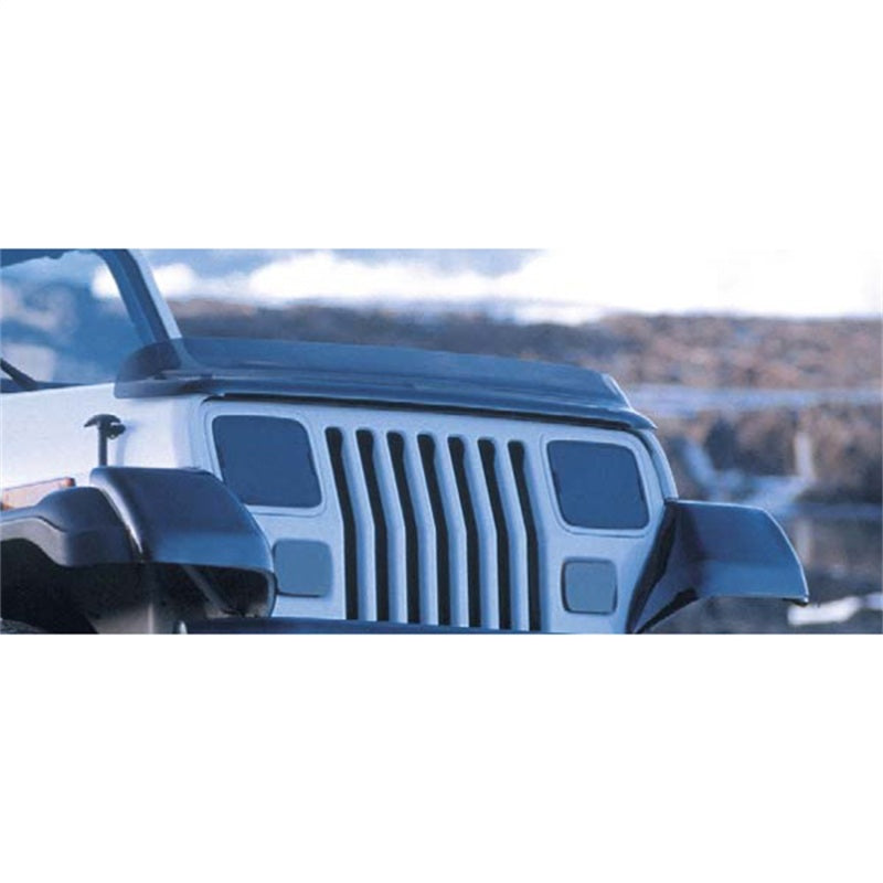 Rugged Ridge Hood Bug Deflector Smoke; 87-06 Jeep Wrangler Yj/Tj - 11350.01