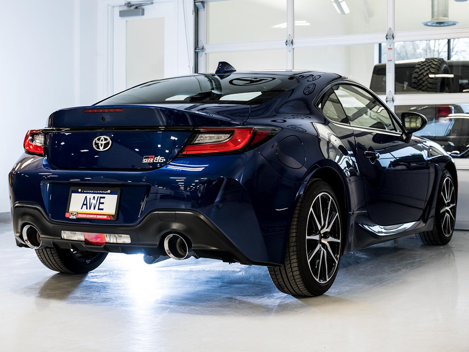 AWE Track Edition Exhaust - Chrome Silver Tips (2016-2023 Subaru BRZ / Toyota GR86 / Toyota 86) - 3020-32279