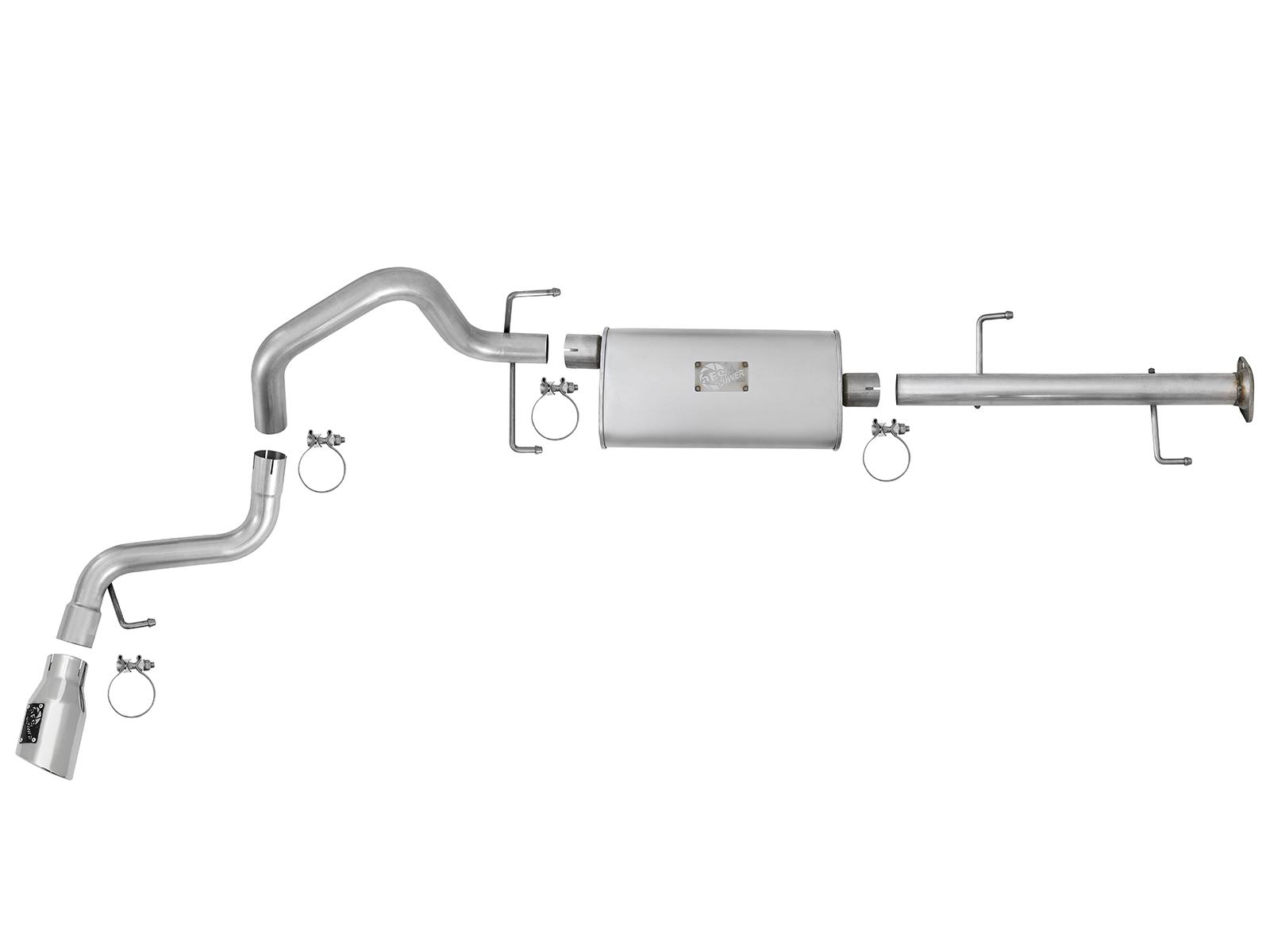 AFE Scorpion 2-1/2 IN Aluminized Steel Cat-Back Exhaust System w/ Polished Tip (2007-2014 FJ Cruiser, FJ Cruiser) - 49-06039-P