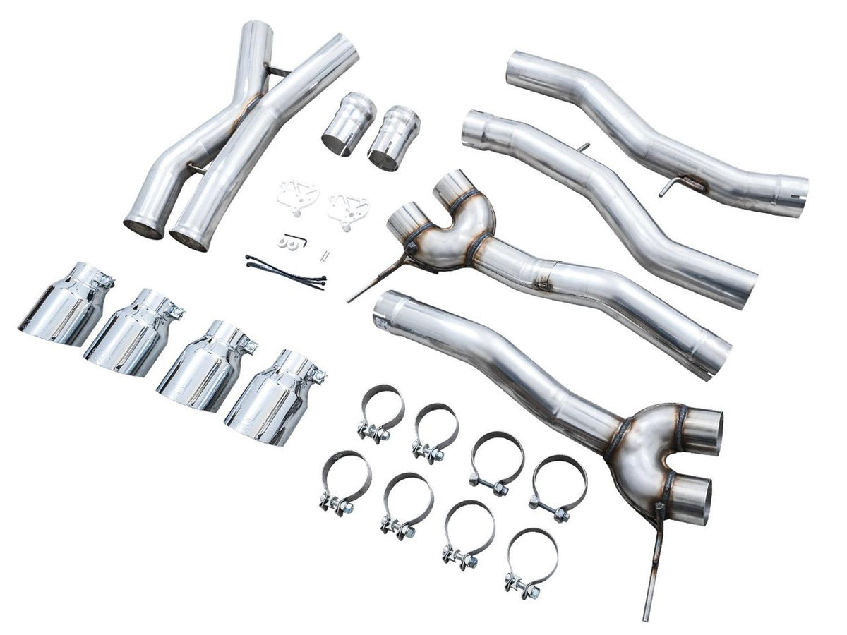 AWE Track Edition Catback Exhaust - Chrome Silver Tips (2021+ BMW G8X M3 / M4) - 3020-43482