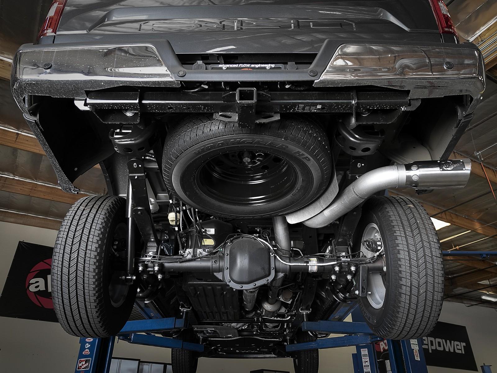 AFE Large Bore-HD 4 IN 409 Stainless Steel DPF-Back Exhaust System w/ Polished Tip Ford F-150 2021 V6-3.0L (td) - 49-43143-P