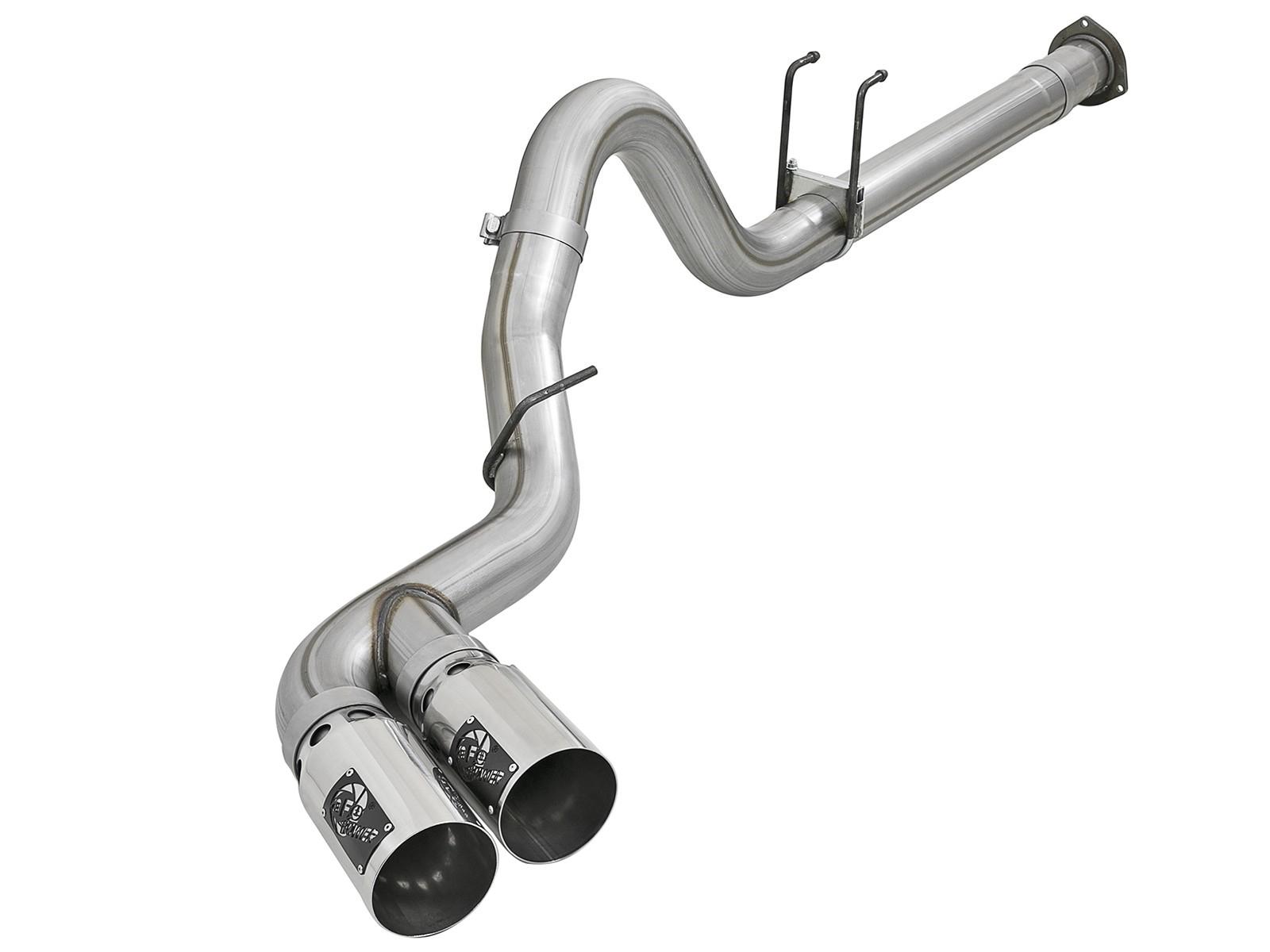 AFE Rebel XD 4 IN 409 Stainless Steel DPF-Back Exhaust w/Dual Polished Tips (Ford Diesel Trucks 11-14 V8-6.7L (td)) - 49-43120-P