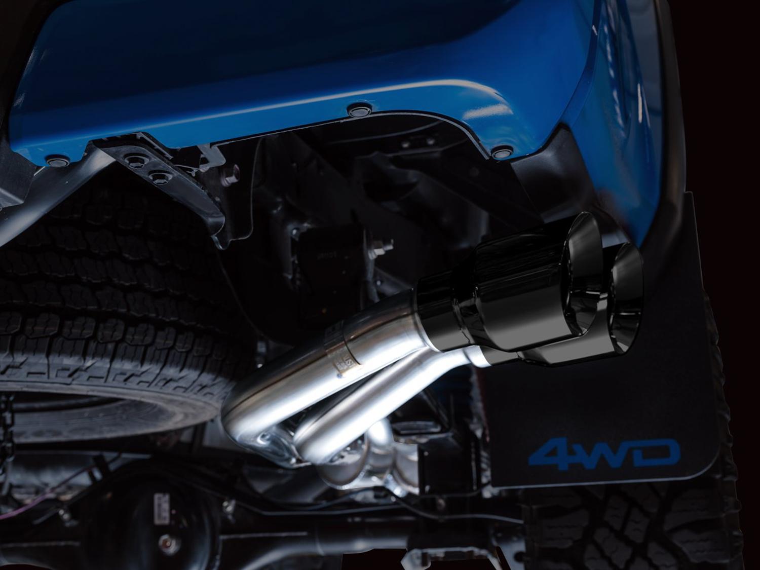 AWE 0FG Exhaust w/ Bashgaurd - Dual Diamond Black Tips (2016-2023 Tacoma 3.5L) - 3015-33826