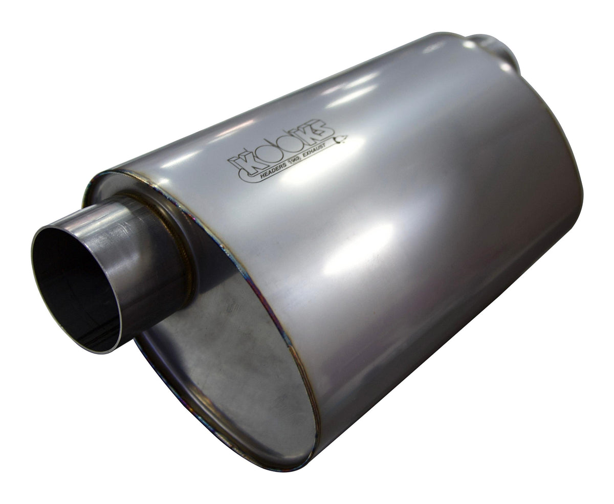 Kooks 3" Oval Offset/Offset (Same Side) Muffler 14" Long Body. Stainless Steel. - MUF-014