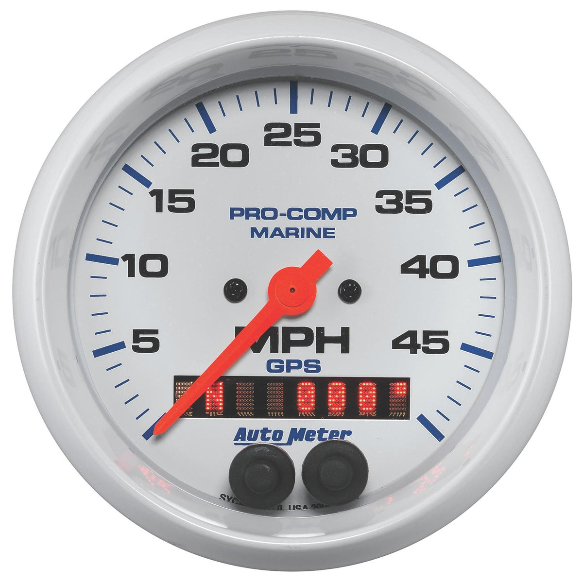Auto Meter 3-3/8" GPS SPEEDOMETER, 0-50 MPH, MARINE WHITE - 200635