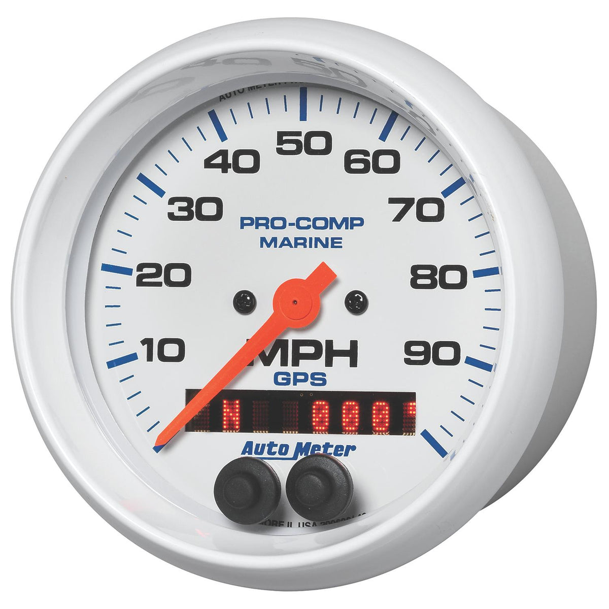 Auto Meter 3-3/8" GPS SPEEDOMETER, 0-100 MPH, MARINE WHITE - 200636