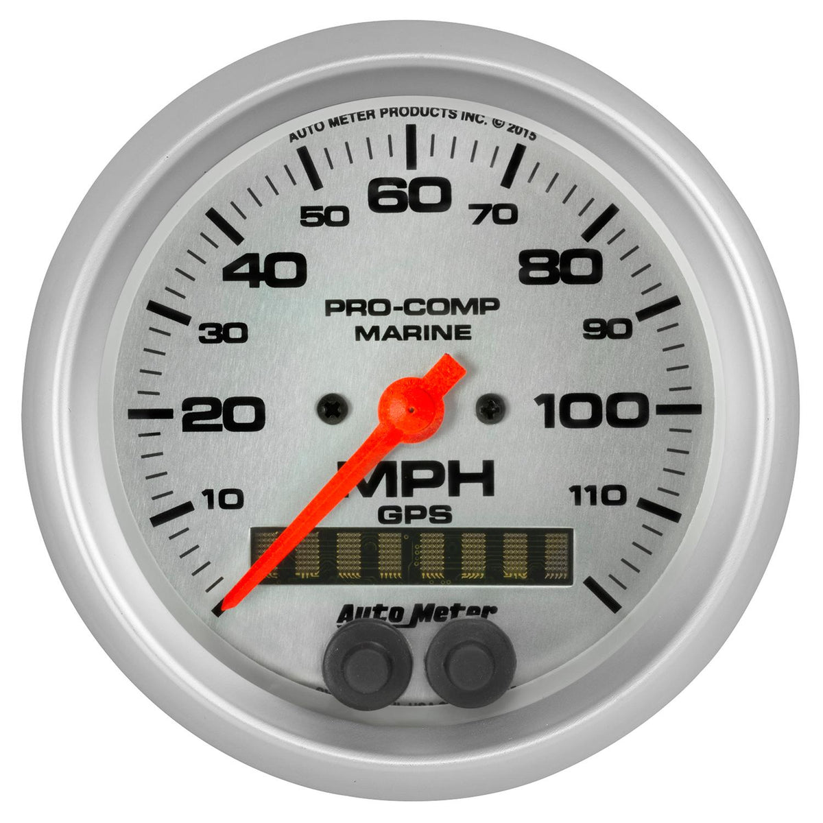 Auto Meter 3-3/8" GPS SPEEDOMETER, 0-120 MPH, MARINE SILVER ULTRA-LITE - 200637-33