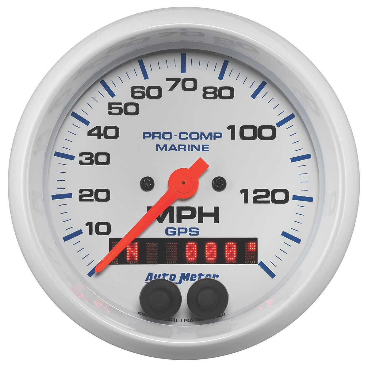 Auto Meter 3-3/8" GPS SPEEDOMETER, 0-140 MPH, MARINE WHITE - 200638