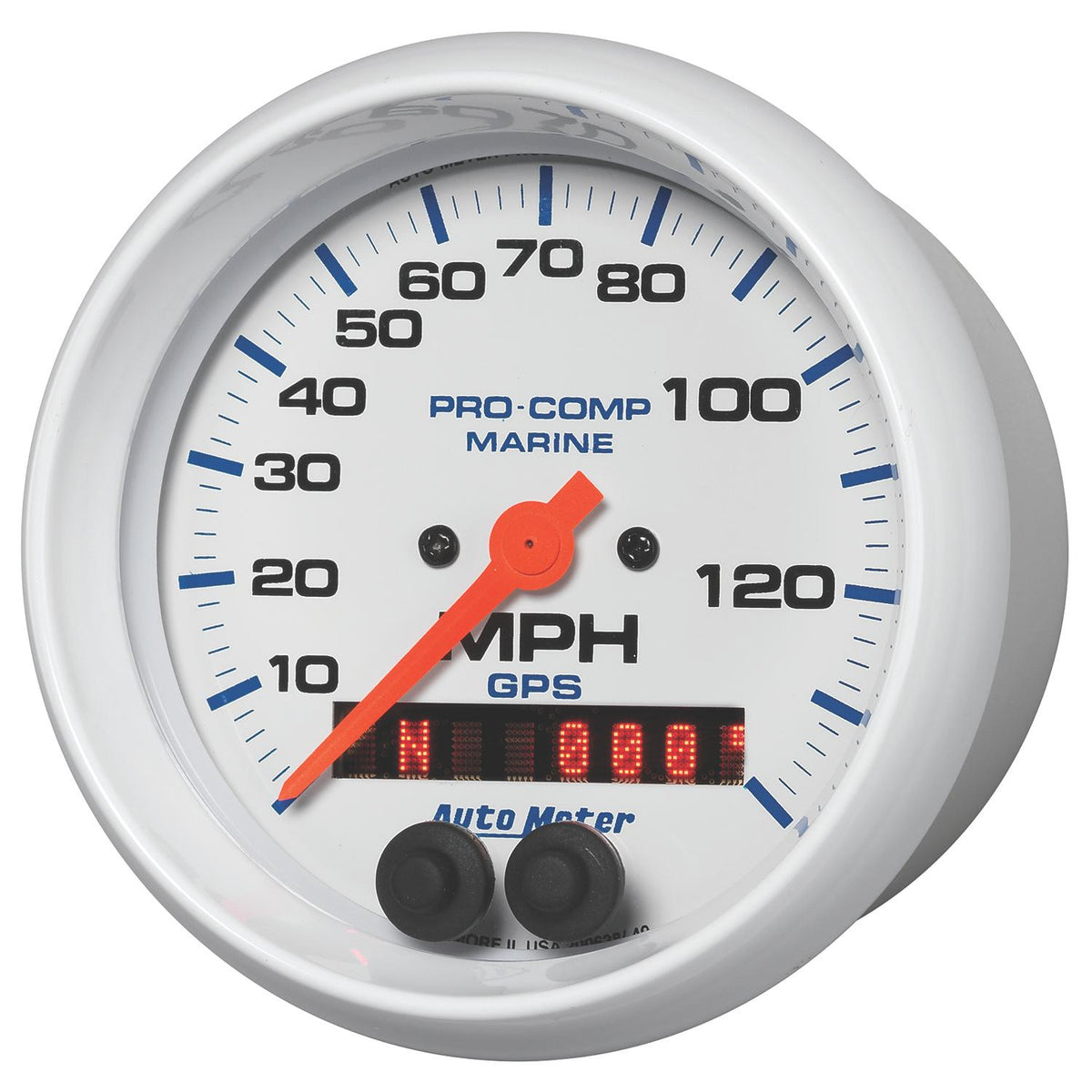 Auto Meter 3-3/8" GPS SPEEDOMETER, 0-140 MPH, MARINE WHITE - 200638