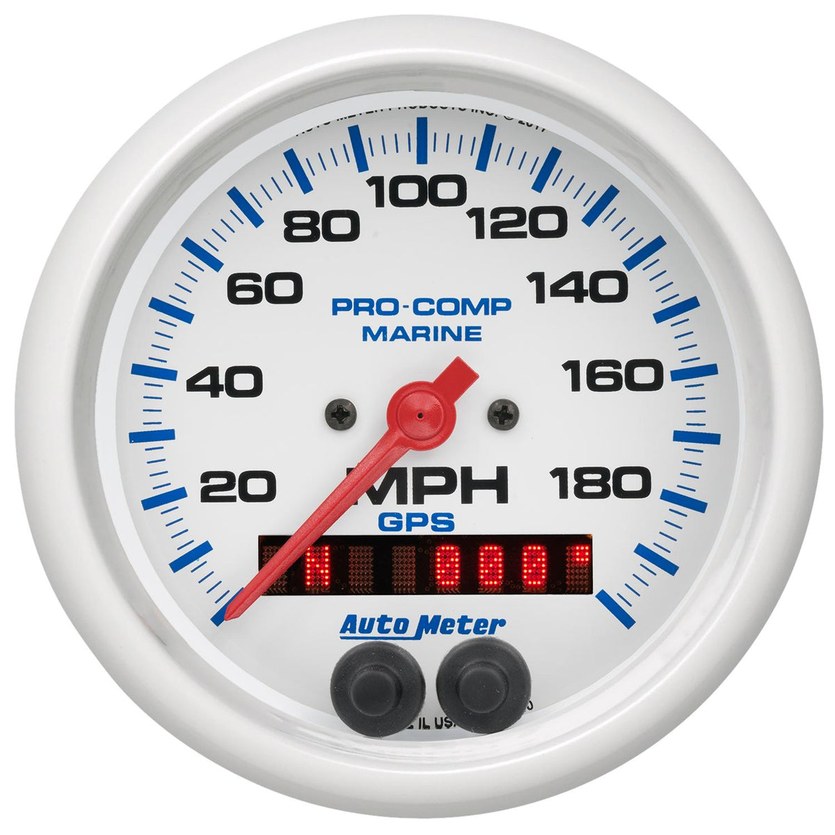 Auto Meter 3-3/8" GPS SPEEDOMETER, 0-200 MPH, MARINE SILVER ULTRA-LITE - 200639