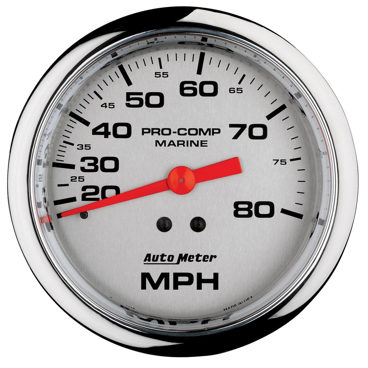 Auto Meter 3-3/8" MECHANICAL SPEEDOMETER, 0-80 MPH, MARINE CHROME ULTRA-LITE - 200753-35