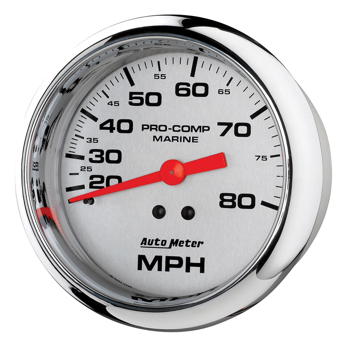 Auto Meter 3-3/8" MECHANICAL SPEEDOMETER, 0-80 MPH, MARINE CHROME ULTRA-LITE - 200753-35