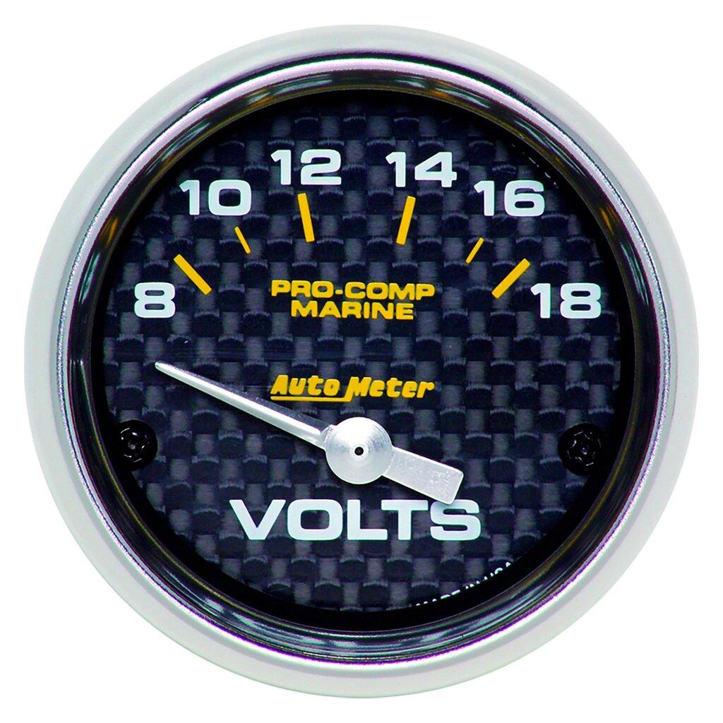Auto Meter 2-1/16" VOLTMETER, 8-18V, MARINE CARBON FIBER - 200756-40