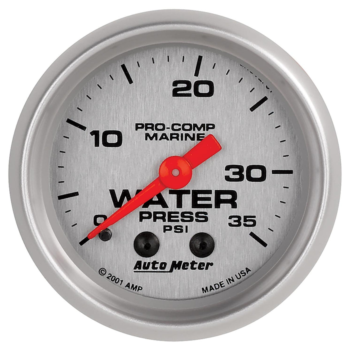 Auto Meter 2-1/16" WATER PRESSURE, 0-35 PSI, MARINE SILVER ULTRA-LITE - 200772-33