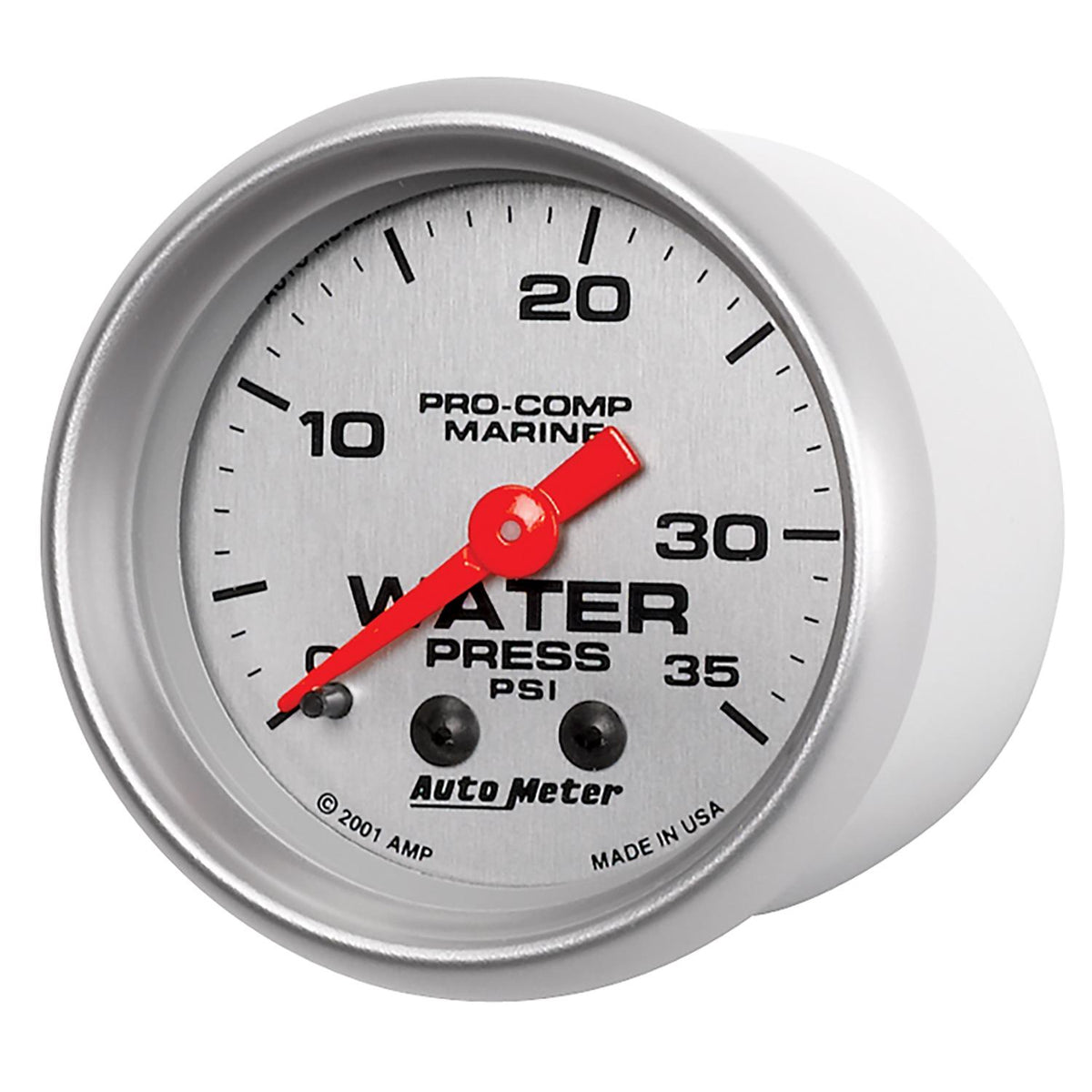Auto Meter 2-1/16" WATER PRESSURE, 0-35 PSI, MARINE SILVER ULTRA-LITE - 200772-33