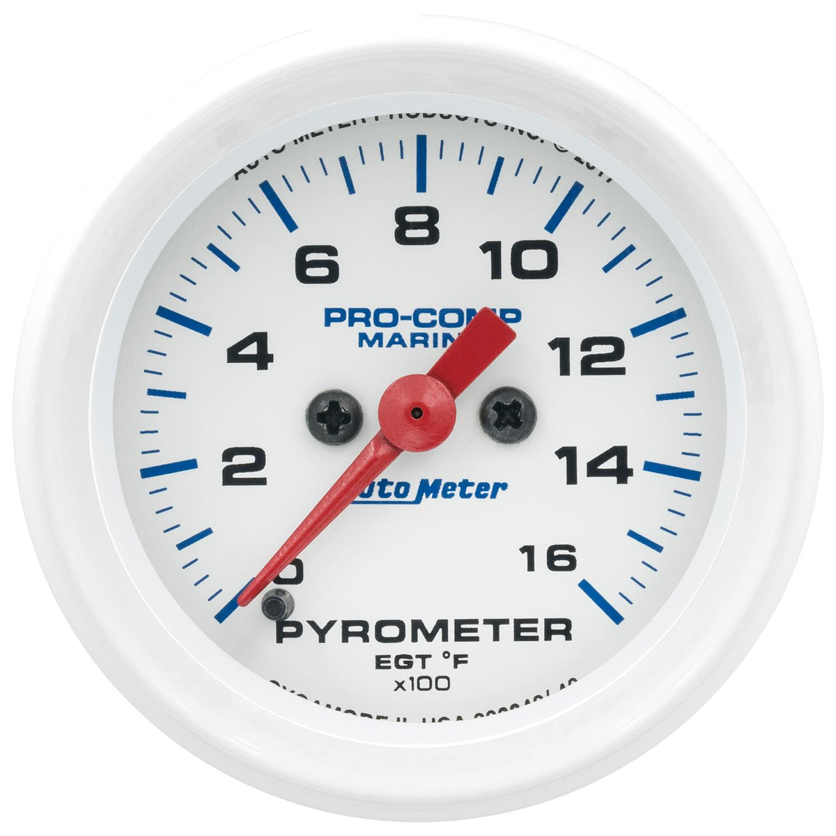 Auto Meter 2-1/16" PYROMETER, 0-1,600 ºF, MARINE SILVER WHITE - 200842