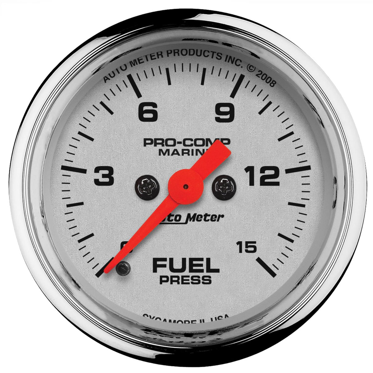 Auto Meter 2-1/16" FUEL PRESSURE, 0-15 PSI, MARINE CHROME ULTRA-LITE - 200848-35