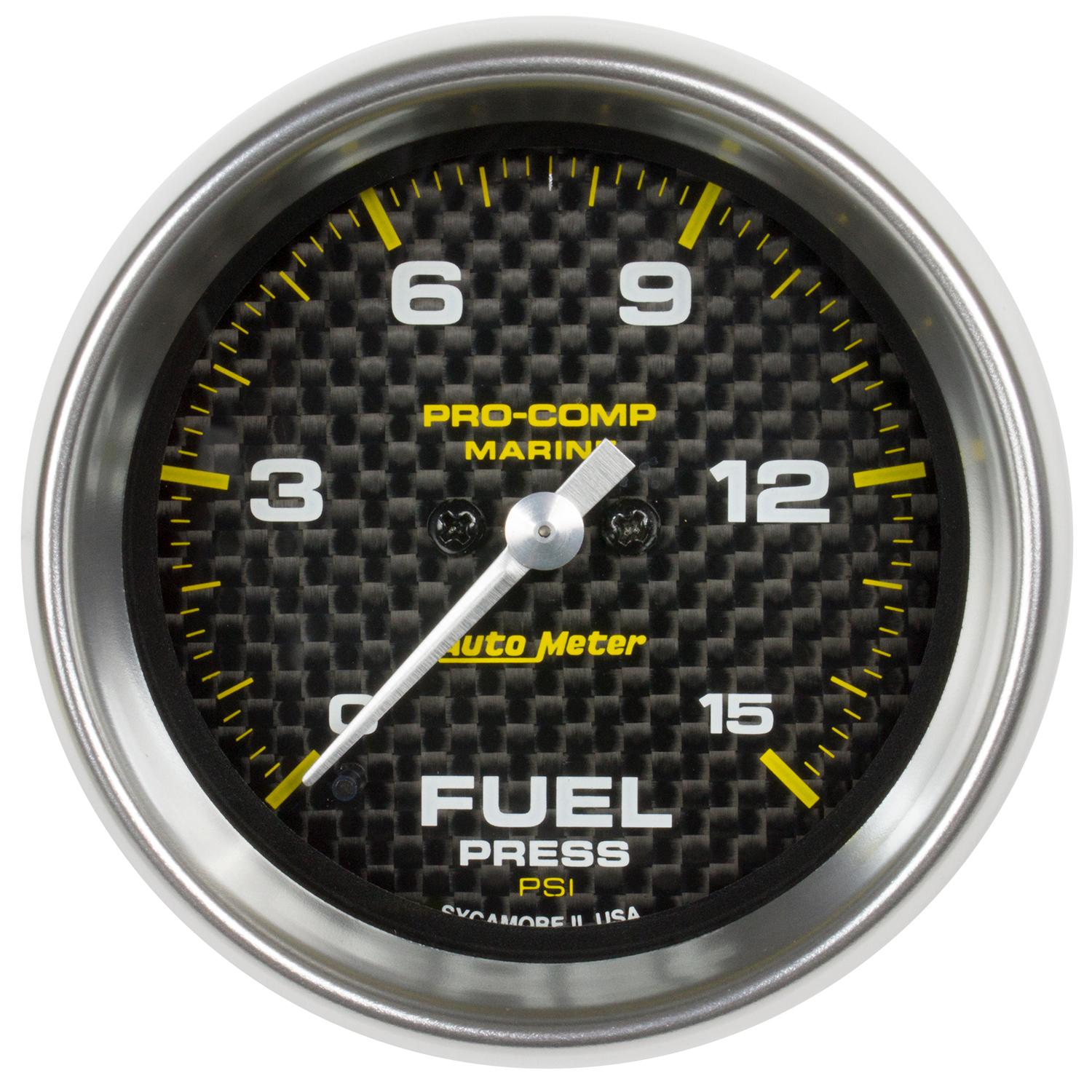 Auto Meter 2-1/16" FUEL PRESSURE, 0-15 PSI, MARINE CARBON FIBER - 200848-40