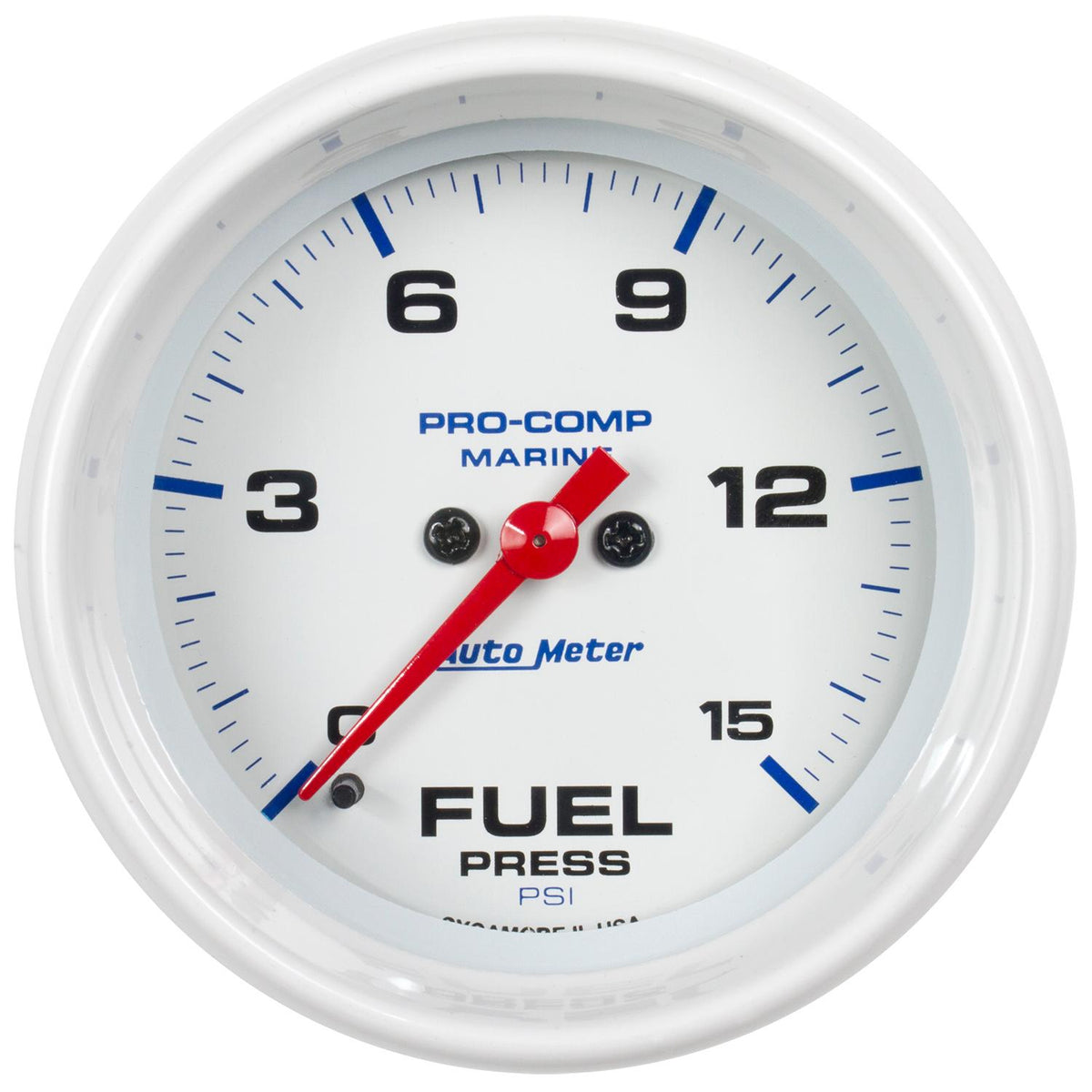 Auto Meter 2-1/16" FUEL PRESSURE, 0-15 PSI, MARINE WHITE - 200848