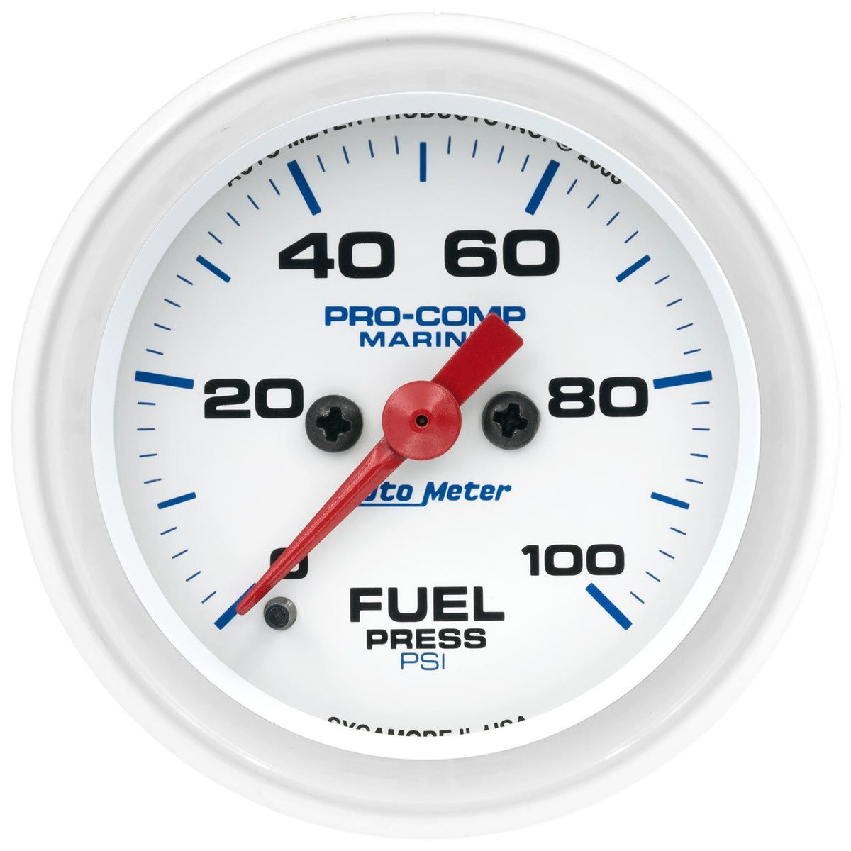 Auto Meter 2-1/16" FUEL PRESSURE, 0-100 PSI, MARINE WHITE - 200850