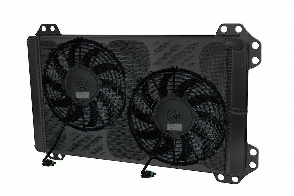 Afco 2010-2014 F150 / Raptor Dual Pass Heat Exchanger with Fans (Black Thermal Coat)