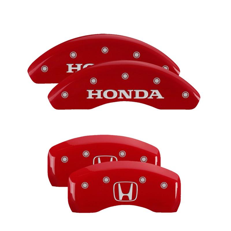 MGP Set Of 4: Red Finish, Silver Honda / H Logo (2013-2017 Honda Accord) - 20207SHOHRD