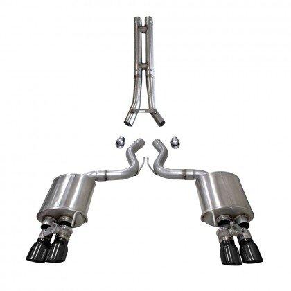 Corsa Performance 3" Dual Mode Sport / Extreme Catback Exhaust System with Double HH Pipe - 4" Black Tips (2020-2022 5.2L Shelby GT500)