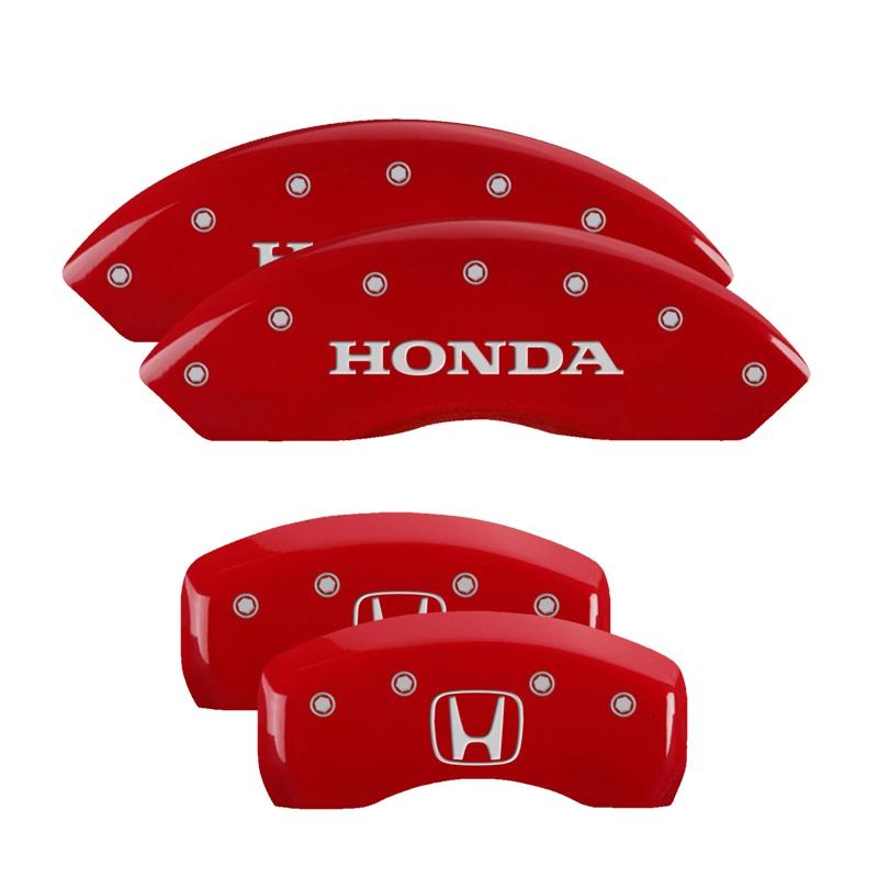 MGP Set Of 4: Red Finish, Silver Honda / H Logo (2010-2011 Accord Crosstour EX, Accord Crosstour EX-L) - 20211SHOHRD