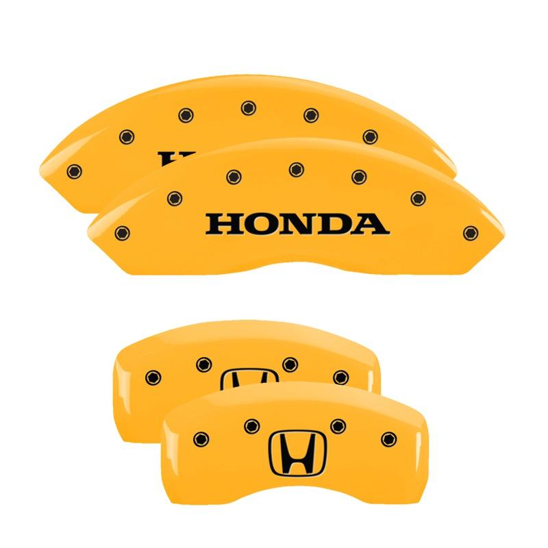 MGP Set Of 4: Yellow Finish, Black Honda / H Logo (2010-2011 Accord Crosstour EX-L, Accord Crosstour EX) - 20211SHOHYL
