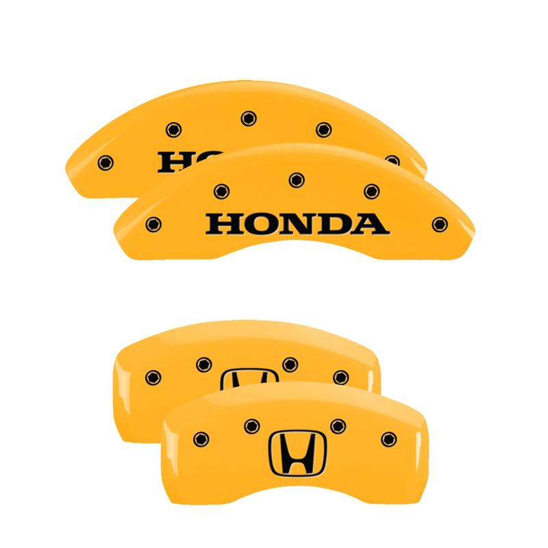 MGP Set Of 4: Yellow Finish, Black Honda / H Logo (2018-2023 Honda Accord) - 20224SHOHYL