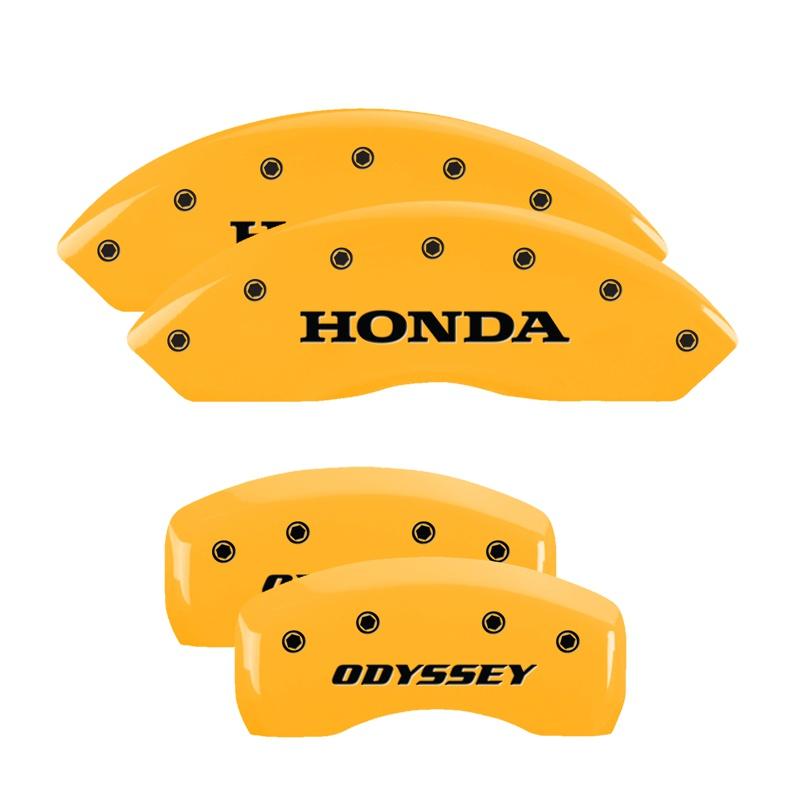 MGP Set Of 4 Caliper Covers Engraved Front: Honda - Engraved Rear: Odyssey Yellow (2018-2023 Odyssey LX, Odyssey EX, Odyssey EX-L, Odyssey Touring, Odyssey Elite) - 20228SODSYL