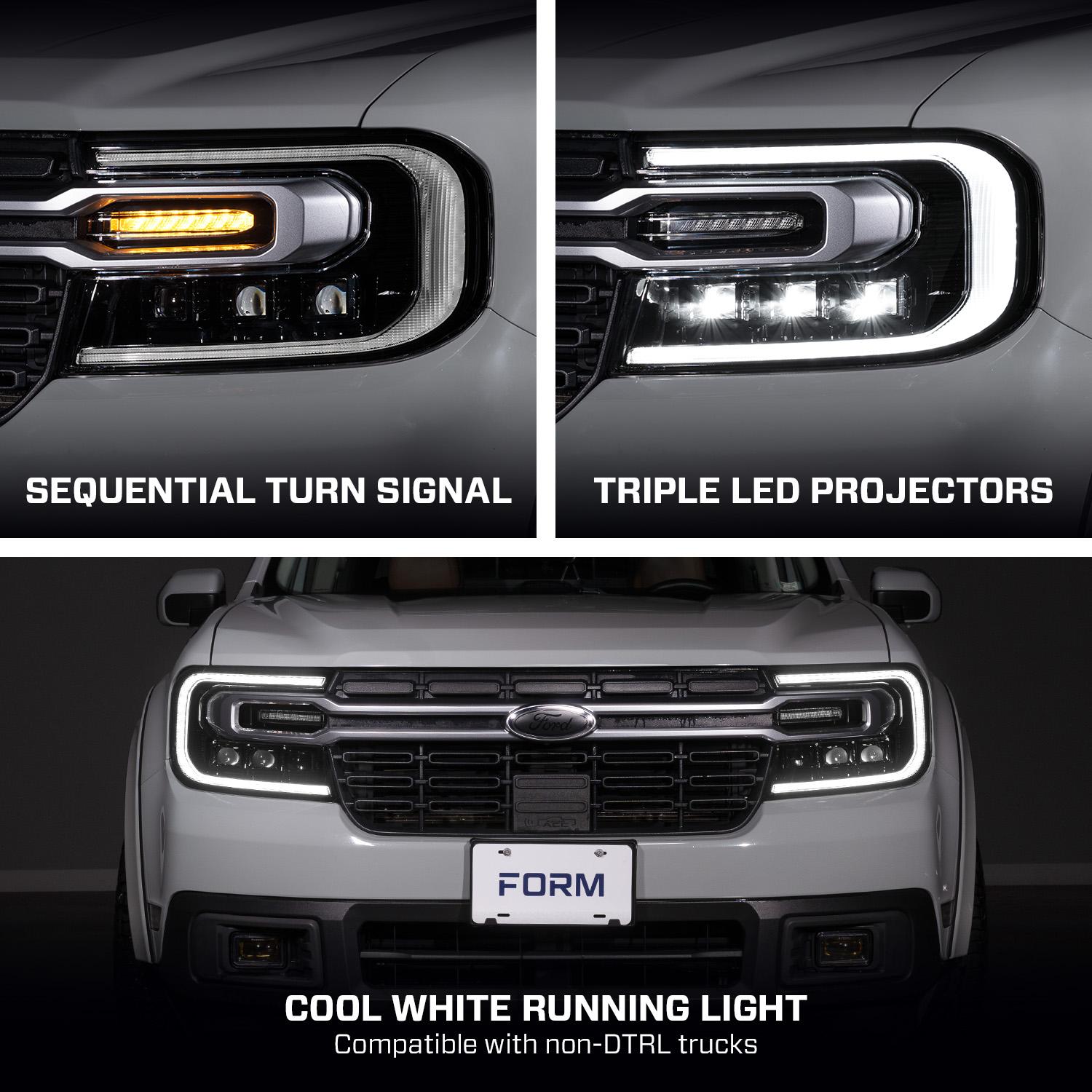 Form Lighting 2022-2024 Ford Maverick Sequential LED Projector Headlights (pair) - FL0084