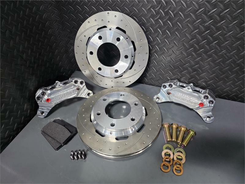 Aerospace Components 4 Piston Brake Kit Dimpled & Slotted (2010-2023 F-150 2wd & 4wd) - AC-F150-FDS