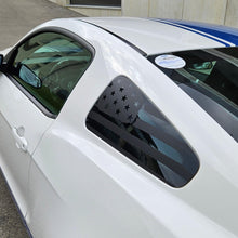 Anchor Room Quarter Window American Flag (2010-2014 Mustang) - Matte Black, Distressed/Tattered - 10FM_QWF_M