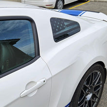 Anchor Room Quarter Window American Flag (2010-2014 Mustang) - Matte Black, Distressed/Tattered - 10FM_QWF_M