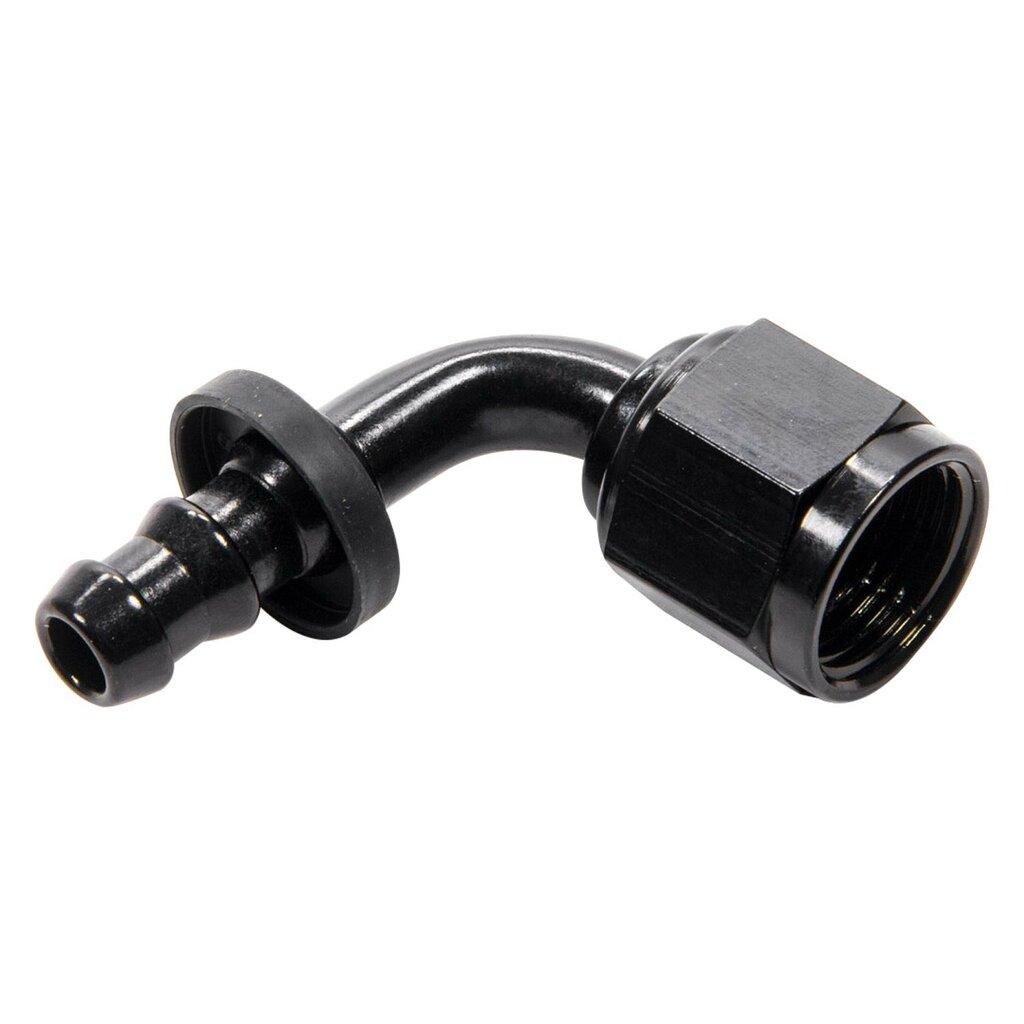 Fragola #8 Nut X 6An 90 Deg Push-Lite Hose End, For Fuel Cell Conversion, Black - 209108-BL