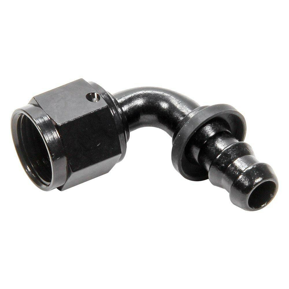 Fragola #10 Nut X 8An 90 Deg Push-Lite Hose End, For Fuel Cell Conversion, Black - 209110-BL