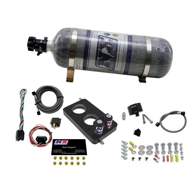 Nitrous Express 4.6L 3 Valve Plate System (50-150Hp) 200-300Hp Jetting Available 12Lb Bottle (2005-2010 Mustang, Explorer, Mountaineer, Explorer Sport Trac, F-150) - 20947-12