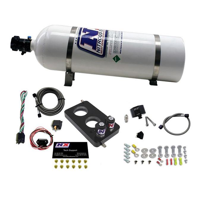 Nitrous Express 4.6L 3 Valve Plate System (50-150Hp) 200-300Hp Jetting Available 15Lb Bottle (2005-2010 Mustang, Explorer, Mountaineer, Explorer Sport Trac, F-150) - 20947-15