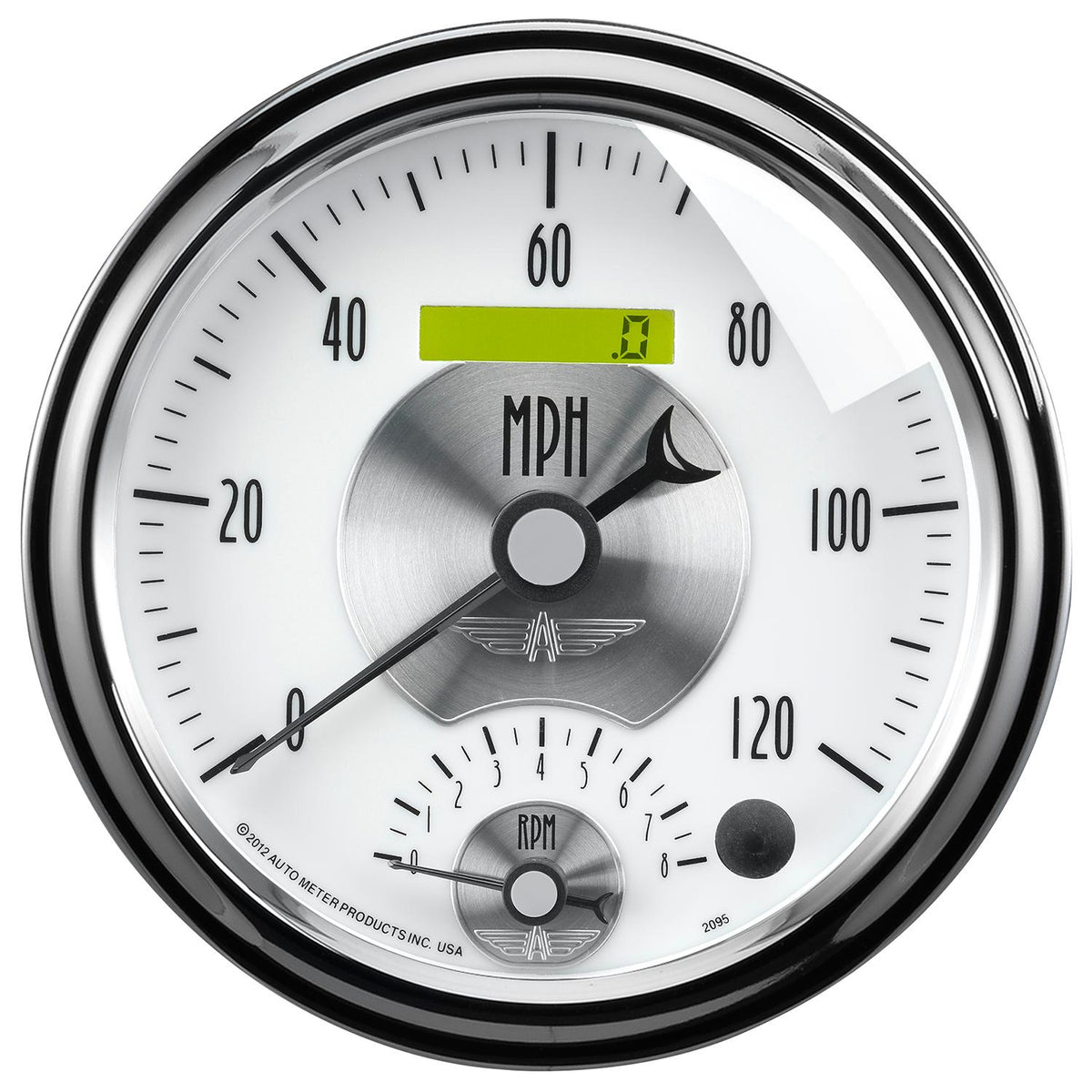 Auto Meter 5" TACHOMETER/SPEEDOMETER COMBO, 8K RPM/120 MPH, PRESTIGE PEARL - 2095