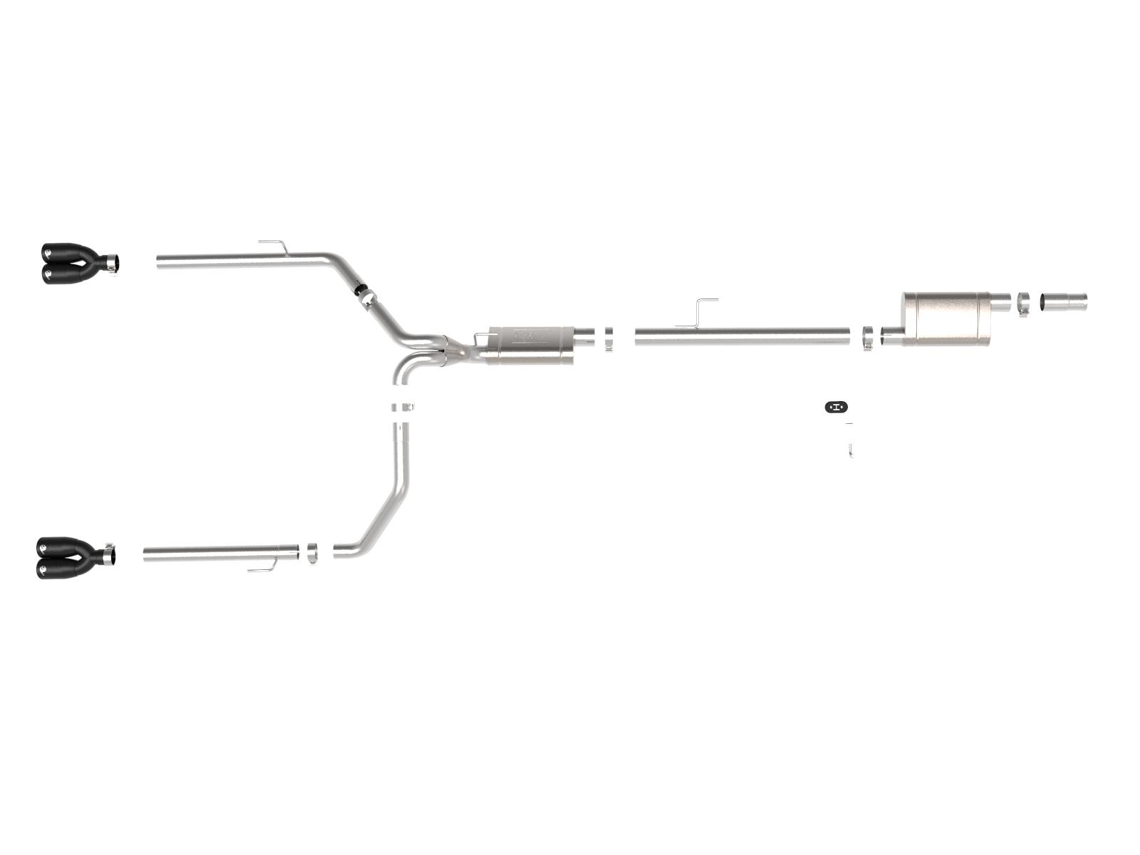 aFe 49-38084-B 2020 Jeep Gladiator (JT) V6-3.6L Vulcan Series 3" to 2-1/2" 304 Stainless Steel Cat-Back Exhaust System - Black Tips