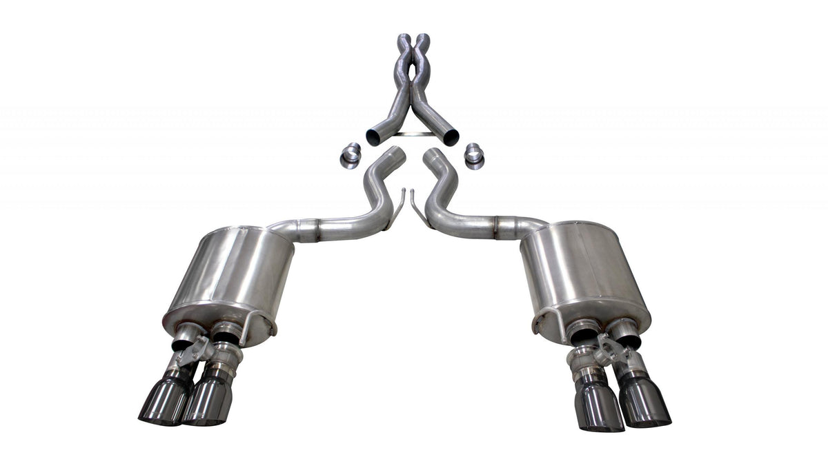 Corsa 21001GNM 2018-2023 Mustang GT 3" Active Exhaust Catback System with 4" Quad Gunmetal Tips (Sport/Extreme)