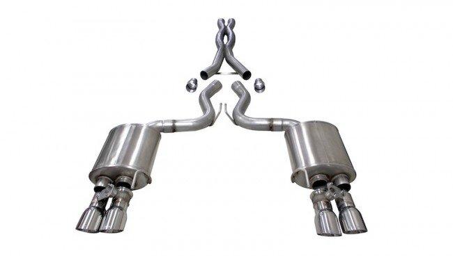 Corsa Performance 3" Dual Mode Sport / Extreme Catback Exhaust System with Double Helix X Pipe - 4" Polished Tips (2020-2022 5.2L Shelby GT500)