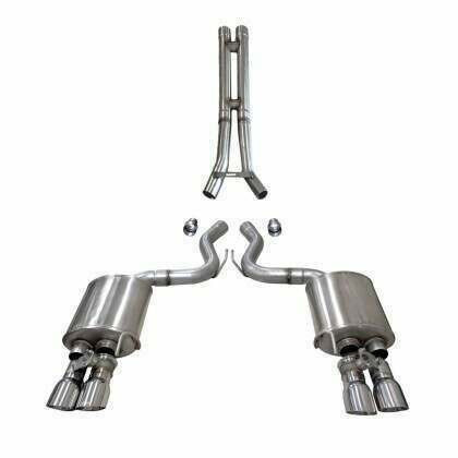 Corsa 3.0" Cat-Back Exhaust: HH-Pipe with 4.0" Polished Quad Tips - Xtreme/Sport (2018-2023 Mustang GT w/ Valves) - 21002-14502